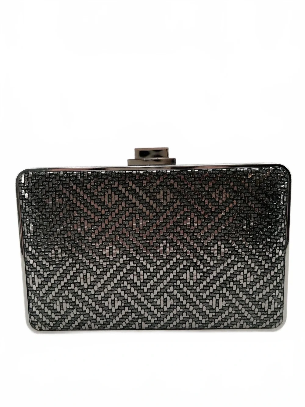 Michael Kors Metallic Silver Clutch | Textured Textile, Chain Strap, OS